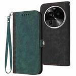 For OPPO Find X6 Pro Side Buckle Double Fold Hand Strap Leather Phone Case(Dark Green)