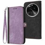 For OPPO Find X6 Pro Side Buckle Double Fold Hand Strap Leather Phone Case(Purple)