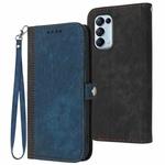 For OPPO Reno5 4G / 5G / Find X3 Lite Side Buckle Double Fold Hand Strap Leather Phone Case(Royal)