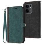 For OPPO Reno13 F 4G / 5G Side Buckle Double Fold Hand Strap Leather Phone Case(Dark Green)