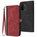 For OPPO A54 5G / A74 5G / A93 5G Side Buckle Double Fold Hand Strap Leather Phone Case(Red)