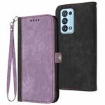 For OPPO Reno6 Pro+ 5G Side Buckle Double Fold Hand Strap Leather Phone Case(Purple)