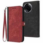 For Realme 11 Side Buckle Double Fold Hand Strap Leather Phone Case(Red)