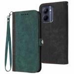 For Realme C33 2022 Global/2023 Global Side Buckle Double Fold Hand Strap Leather Phone Case(Dark Green)