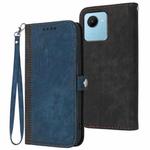 For Realme C30 4G/Narzo 50i Prime/C30s Side Buckle Double Fold Hand Strap Leather Phone Case(Royal Blue)