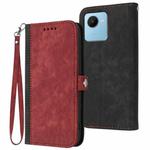 For Realme C30 4G/Narzo 50i Prime/C30s Side Buckle Double Fold Hand Strap Leather Phone Case(Red)