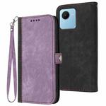 For Realme C30 4G/Narzo 50i Prime/C30s Side Buckle Double Fold Hand Strap Leather Phone Case(Purple)