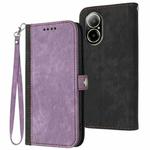 For Realme  12 Lite / C67 4G Global Side Buckle Double Fold Hand Strap Leather Phone Case(Purple)