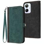 For Realme 10 4G Side Buckle Double Fold Hand Strap Leather Phone Case(Dark Green)