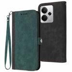For Realme 14 / P3 5G Global Side Buckle Double Fold Hand Strap Leather Phone Case(Dark Green)