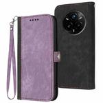 For Realme 14 Pro+ Side Buckle Double Fold Hand Strap Leather Phone Case(Purple)