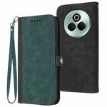 For Realme P3 Pro Side Buckle Double Fold Hand Strap Leather Phone Case(Dark Green)