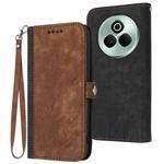 For Realme P3 Pro Side Buckle Double Fold Hand Strap Leather Phone Case(Brown)