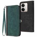 For Realme P3 Ultra 5G Side Buckle Double Fold Hand Strap Leather Phone Case(Dark Green)