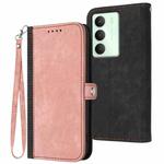 For Realme 14x Global Side Buckle Double Fold Hand Strap Leather Phone Case(Pink)