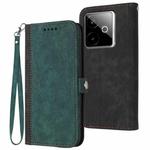 For Realme GT 7 India Side Buckle Double Fold Hand Strap Leather Phone Case(Dark Green)