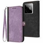 For Realme GT 7 India Side Buckle Double Fold Hand Strap Leather Phone Case(Purple)