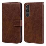 For Sony Xperia 1 V 2023 Skin Feeling Oil Leather Texture PU + TPU Phone Case(Brown)