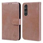 For Sony Xperia 1 V 2023 Skin Feeling Oil Leather Texture PU + TPU Phone Case(Champagne)