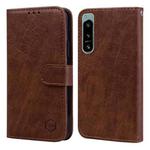 For Sony Xperia 5 IV Skin Feeling Oil Leather Texture PU + TPU Phone Case(Brown)