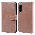 For Sony Xperia 5 IV Skin Feeling Oil Leather Texture PU + TPU Phone Case(Champagne)