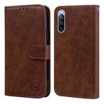 For Sony Xperia 10 III Skin Feeling Oil Leather Texture PU + TPU Phone Case(Brown)