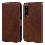 For Sony Xperia 1 IV Skin Feeling Oil Leather Texture PU + TPU Phone Case(Brown)