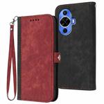 For Huawei nova 12s Side Buckle Double Fold Hand Strap Leather Phone Case(Red)