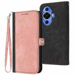 For Huawei nova 12s Side Buckle Double Fold Hand Strap Leather Phone Case(Pink)