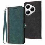 For Huawei Pura 80 5G Side Buckle Double Fold Hand Strap Leather Phone Case(Dark Green)