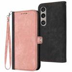 For Sony Xperia 1 VI Side Buckle Double Fold Hand Strap Leather Phone Case(Pink)
