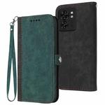 For Motorola Edge 40 Side Buckle Double Fold Hand Strap Leather Phone Case(Dark Green)
