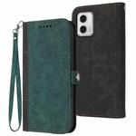 For Motorola Moto G 5G 2023 Side Buckle Double Fold Hand Strap Leather Phone Case(Dark Green)