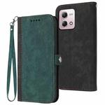 For Motorola Moto G Stylus 5G 2023 Side Buckle Double Fold Hand Strap Leather Phone Case(Dark Green)