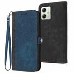 For Motorola Moto G54 Global Side Buckle Double Fold Hand Strap Leather Phone Case(Royal Blue)