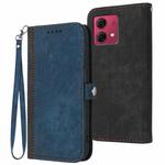 For Motorola Moto G84 5G Side Buckle Double Fold Hand Strap Leather Phone Case(Royal Blue)