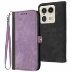 For Motorola Moto X50 Ultra Side Buckle Double Fold Hand Strap Leather Phone Case(Purple)