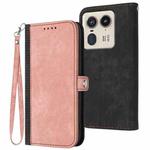 For Motorola Moto X50 Ultra Side Buckle Double Fold Hand Strap Leather Phone Case(Pink)