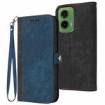 For Motorola Moto G35 Side Buckle Double Fold Hand Strap Leather Phone Case(Royal Blue)