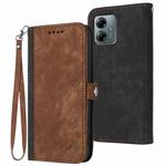 For Motorola Moto G Play 2025 / G Power 2025 Side Buckle Double Fold Hand Strap Leather Phone Case(Brown)