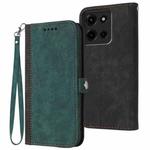 For Motorola Moto G 2025 Side Buckle Double Fold Hand Strap Leather Phone Case(Dark Green)