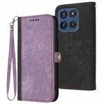 For Motorola Edge 60 Side Buckle Double Fold Hand Strap Leather Phone Case(Purple)