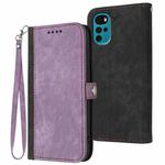 For Motorola Moto G22 Side Buckle Double Fold Hand Strap Leather Phone Case(Purple)