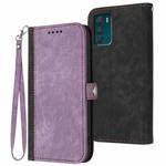 For Motorola Moto G42 Side Buckle Double Fold Hand Strap Leather Phone Case(Purple)