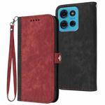 For Motorola Moto G75 5G Side Buckle Double Fold Hand Strap Leather Phone Case(Red)