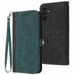 For Samsung Galaxy S23 FE 5G Side Buckle Double Fold Hand Strap Leather Phone Case(Dark Green)