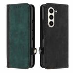 For Samsung Galaxy Z Fold5 Side Buckle Double Fold Leather Phone Case(Dark Green)