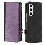 For Samsung Galaxy Z Fold5 Side Buckle Double Fold Leather Phone Case(Purple)