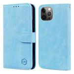 For iPhone 11 Pro Skin Feeling Oil Leather Texture PU + TPU Phone Case(Light Blue)