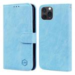 For iPhone 11 Pro Max Skin Feeling Oil Leather Texture PU + TPU Phone Case(Light Blue)
